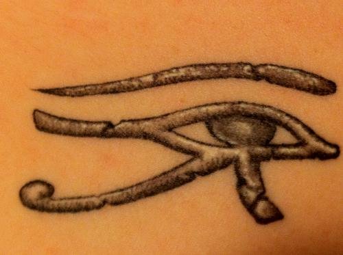 Grey Ink Horus Eye Tattoo